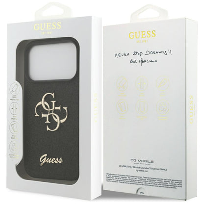 Husa pentru Apple iPhone 17 Pro Max, Guess, Fixed Glitter Big 4G, Neagra