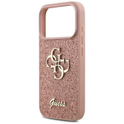 Husa pentru Apple iPhone 17 Pro Max, Guess, Fixed Glitter Big 4G, Roz