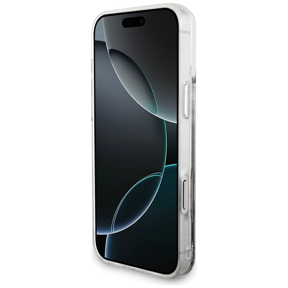 Husa pentru Apple iPhone 17 Pro Max, Guess, Liquid Glitter Charms, Argintie