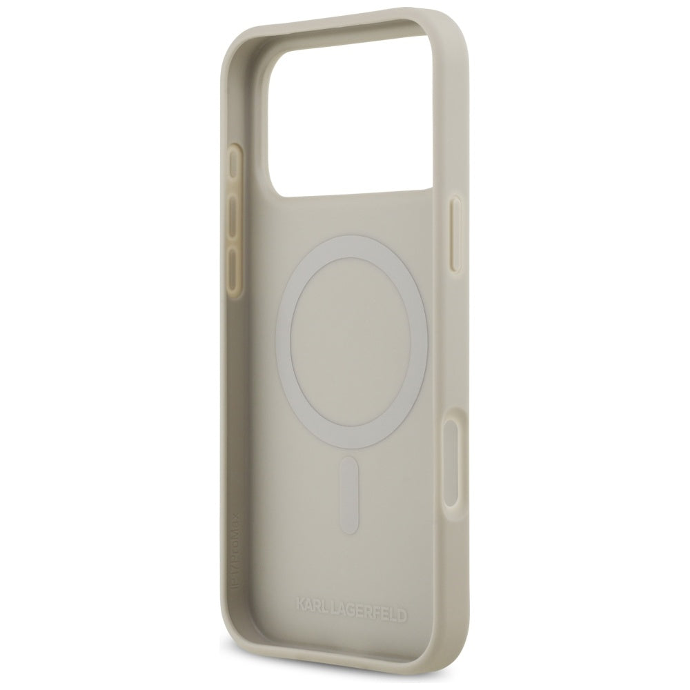 Husa pentru Apple iPhone 17 Pro Max, Karl Lagerfeld, Grained Pattern Logo, Gri
