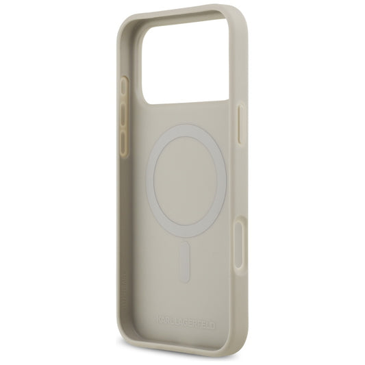 Husa pentru Apple iPhone 17 Pro Max, Karl Lagerfeld, Grained Pattern Logo, Gri