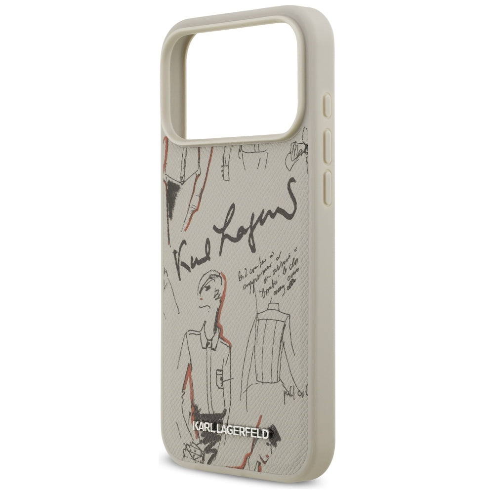 Husa pentru Apple iPhone 17 Pro Max, Karl Lagerfeld, Grained Pattern Logo, Gri