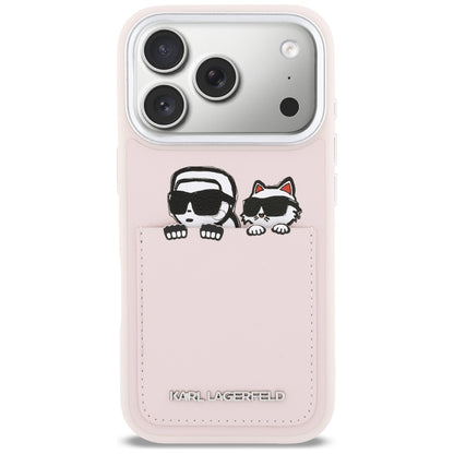 Husa pentru Apple iPhone 17 Pro Max, Karl Lagerfeld, Karl & Choupette Print with Pocket, Roz