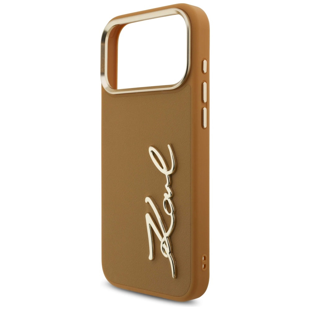 Husa pentru Apple iPhone 17 Pro Max, Karl Lagerfeld, Script Logo, Maro