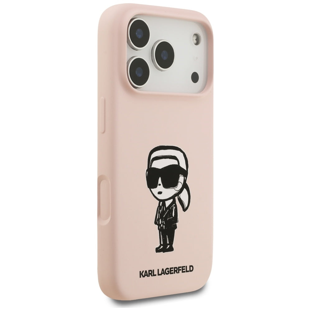 Husa pentru Apple iPhone 17 Pro Max, Karl Lagerfeld, Sketch and Logo Karl, Roz