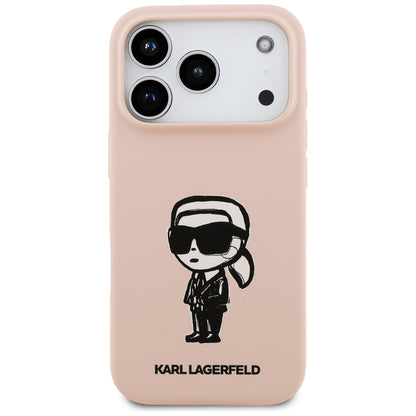 Husa pentru Apple iPhone 17 Pro Max, Karl Lagerfeld, Sketch and Logo Karl, Roz