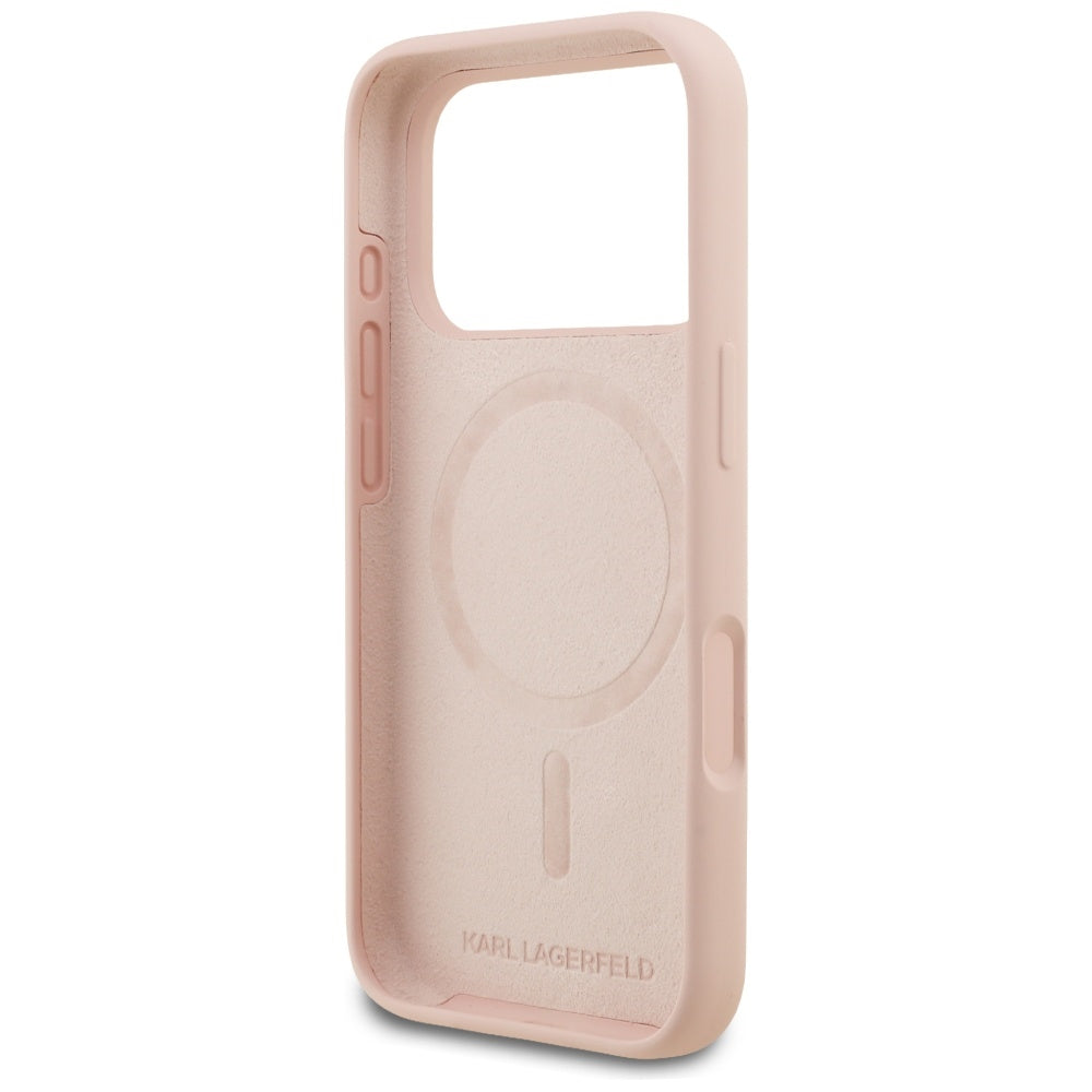 Husa pentru Apple iPhone 17 Pro Max, Karl Lagerfeld, Sketch and Logo Karl, Roz