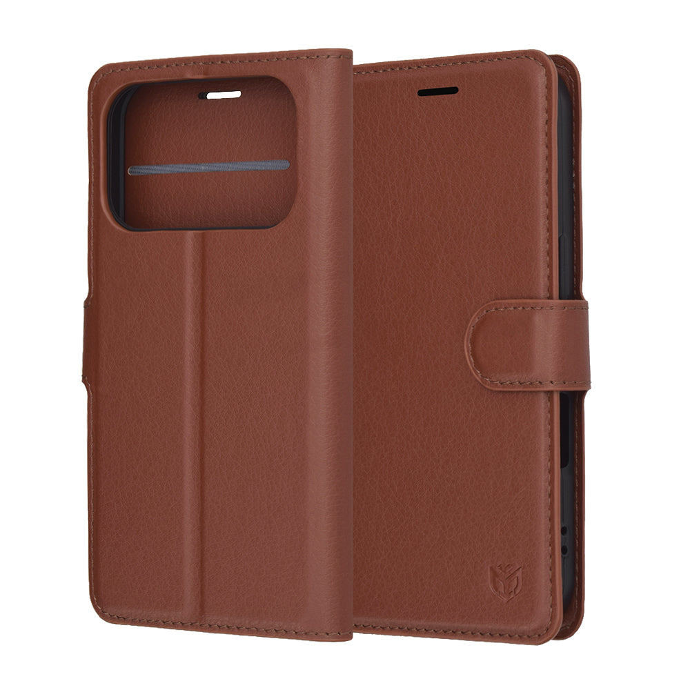 Husa pentru Apple iPhone 17 Pro Max, Techsuit, Leather Folio, Maro