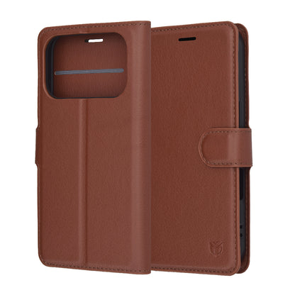 Husa pentru Apple iPhone 17 Pro Max, Techsuit, Leather Folio, Maro