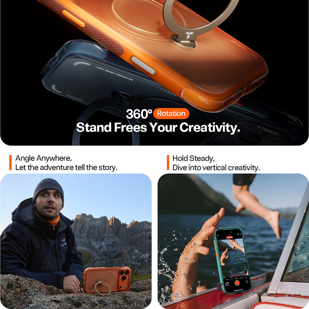 Husa pentru Apple iPhone 17 Pro Max, Torras, Ostand Spin Air, Albastra