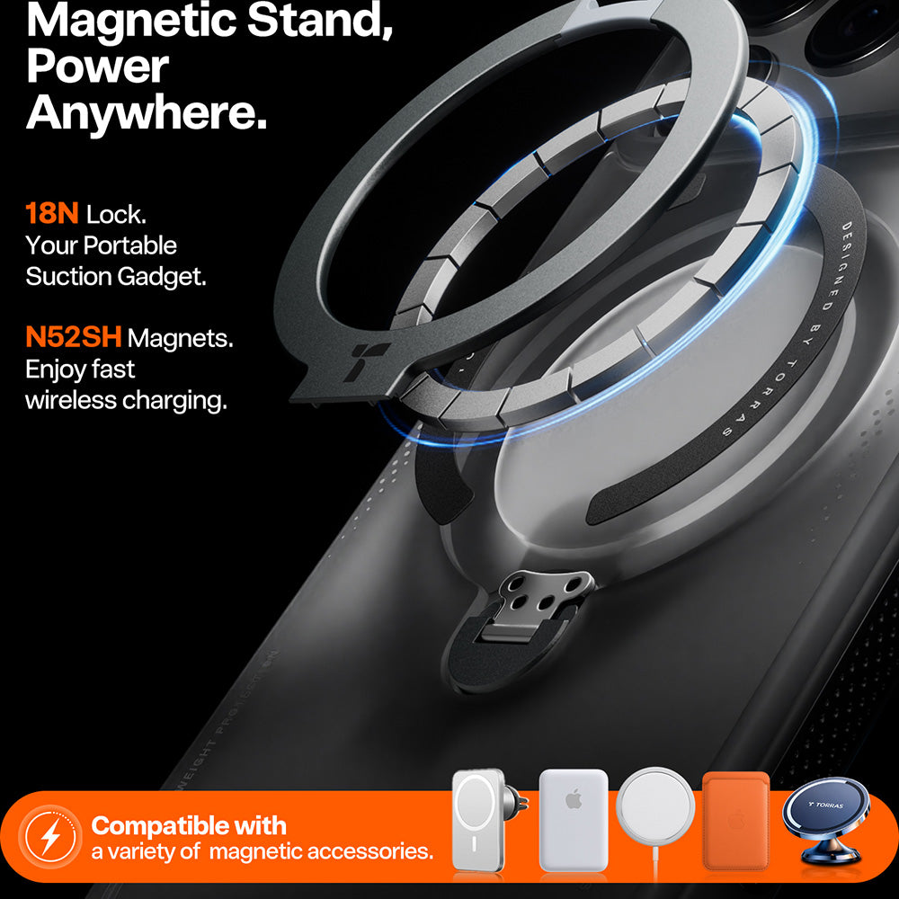 Husa pentru Apple iPhone 17 Pro, Torras, Ostand Spin Air, Gri