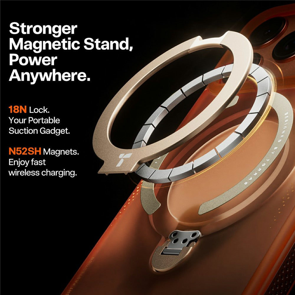 Husa pentru Apple iPhone 17 Pro, Torras, Ostand Spin Air, Portocalie