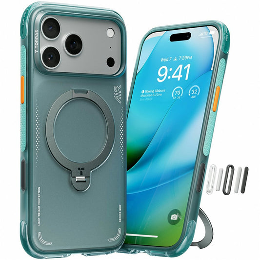 Husa pentru Apple iPhone 17 Pro, Torras, Ostand Spin Air, Verde