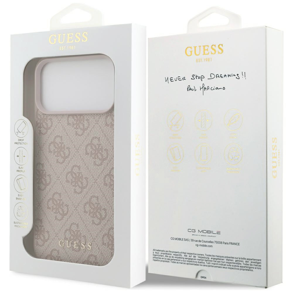 Husa pentru Apple iPhone 18 Pro / 17 Pro, Guess, 4G Big Classic Logo, Roz