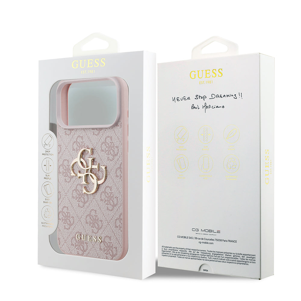 Husa pentru Apple iPhone 18 Pro / 17 Pro, Guess, 4G Big Logo, Roz