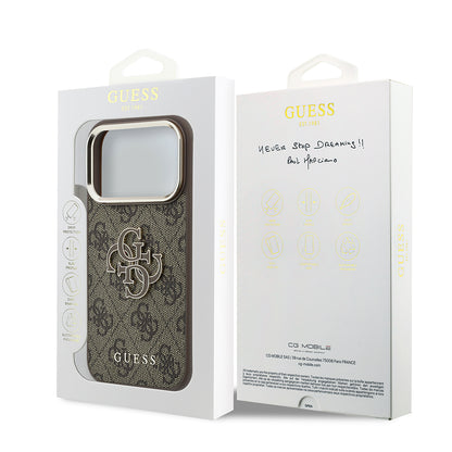 Husa pentru Apple iPhone 18 Pro / 17 Pro, Guess, 4G Big Resin Logo, Maro