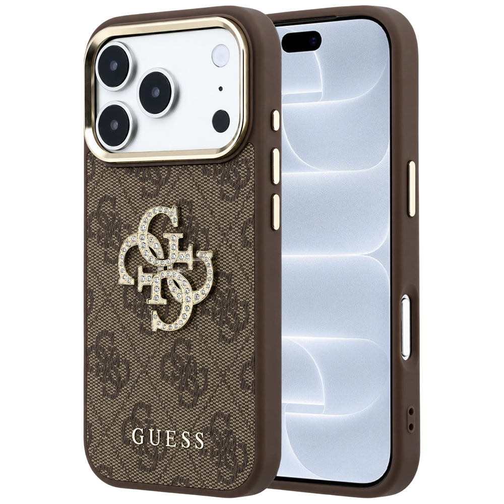 Husa pentru Apple iPhone 18 Pro / 17 Pro, Guess, 4G Big Strass Logo, Maro