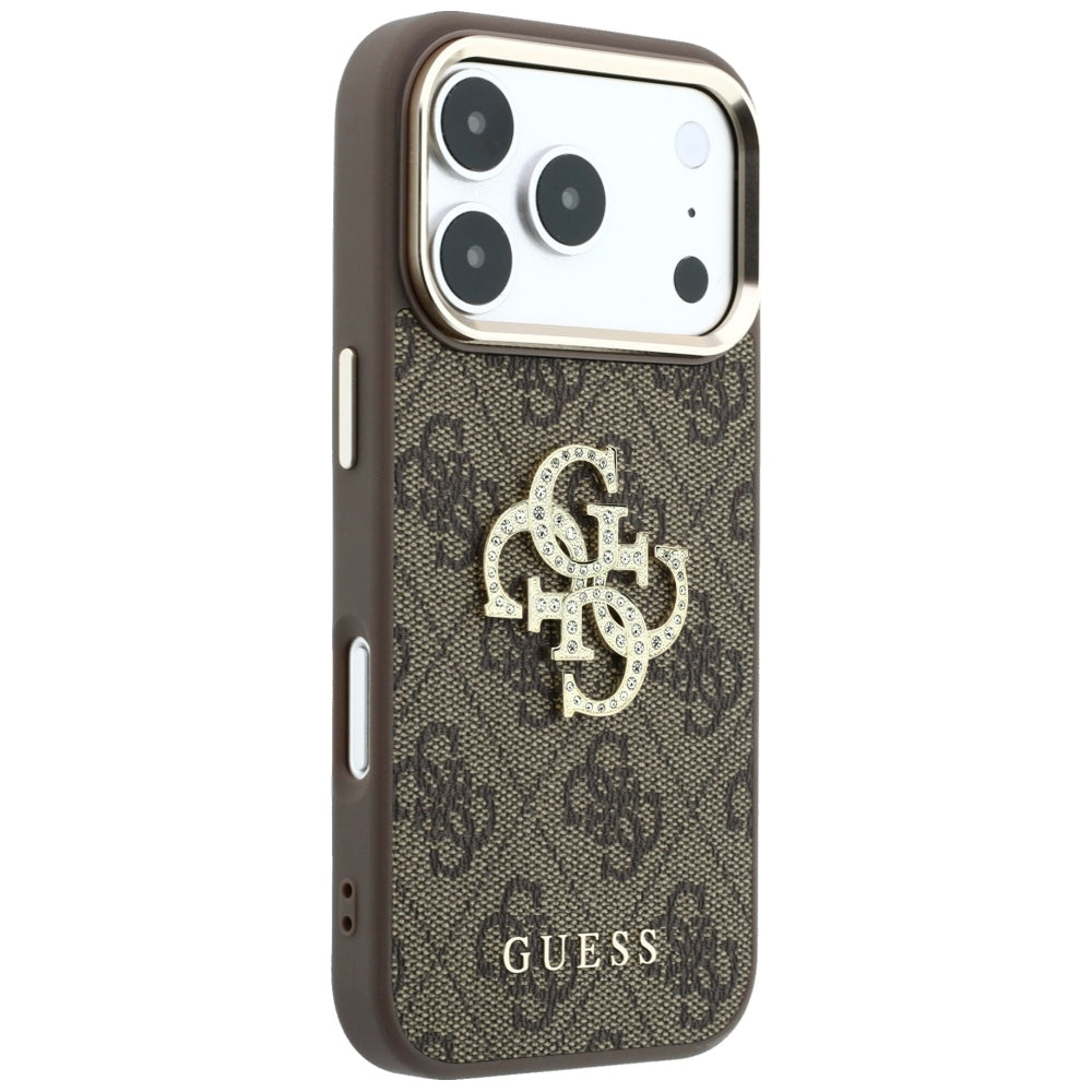 Husa pentru Apple iPhone 18 Pro / 17 Pro, Guess, 4G Big Strass Logo, Maro