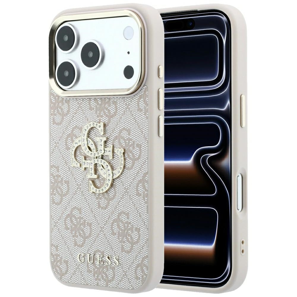 Husa pentru Apple iPhone 18 Pro / 17 Pro, Guess, 4G Big Strass Logo, Roz