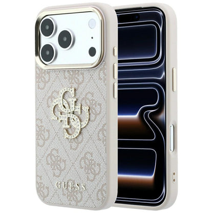 Husa pentru Apple iPhone 18 Pro / 17 Pro, Guess, 4G Big Strass Logo, Roz