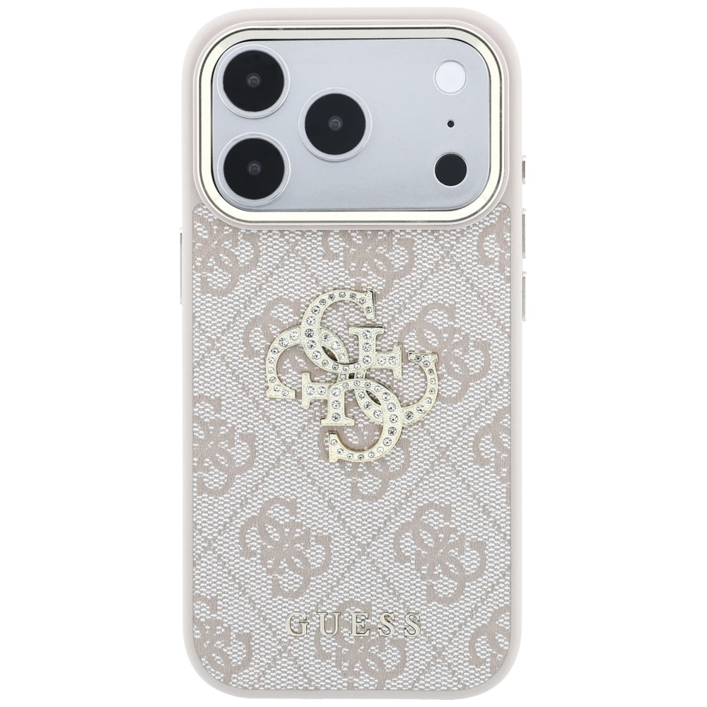 Husa pentru Apple iPhone 18 Pro / 17 Pro, Guess, 4G Big Strass Logo, Roz
