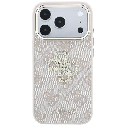 Husa pentru Apple iPhone 18 Pro / 17 Pro, Guess, 4G Big Strass Logo, Roz