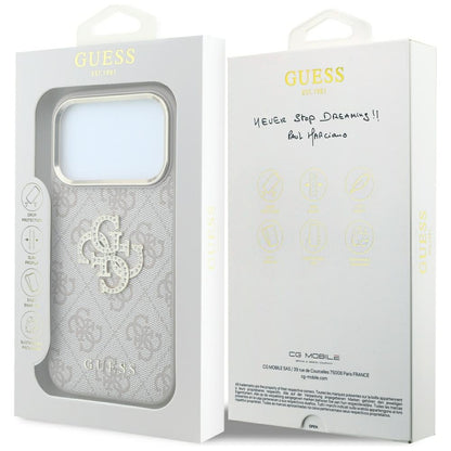 Husa pentru Apple iPhone 18 Pro / 17 Pro, Guess, 4G Big Strass Logo, Roz