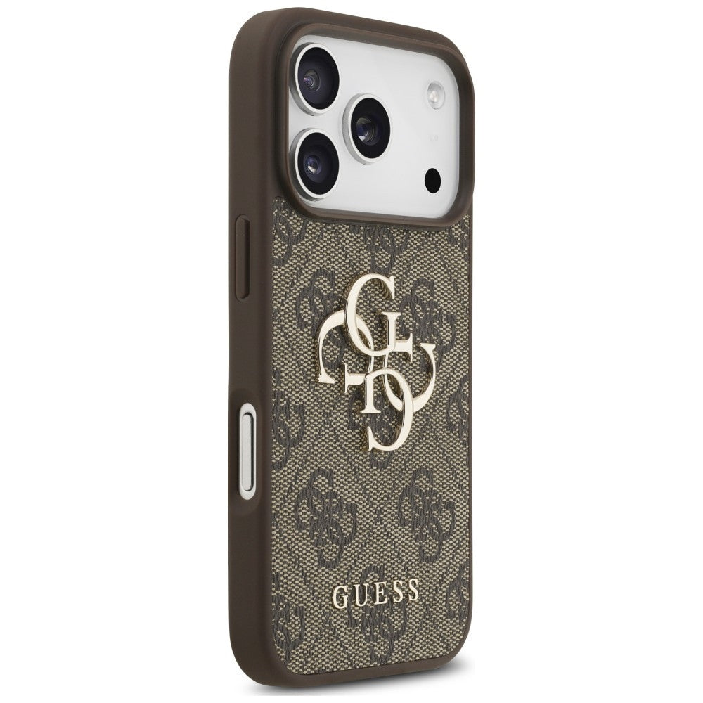 Husa pentru Apple iPhone 18 Pro / 17 Pro, Guess, 4G Classic Logo with Strap, Maro