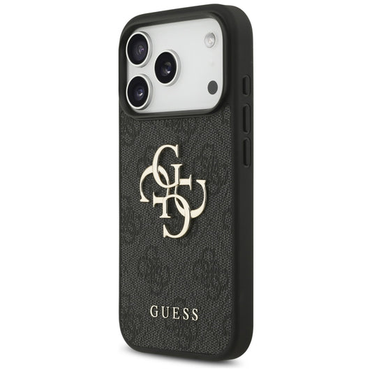 Husa pentru Apple iPhone 18 Pro / 17 Pro, Guess, 4G Classic Logo with Strap, Neagra