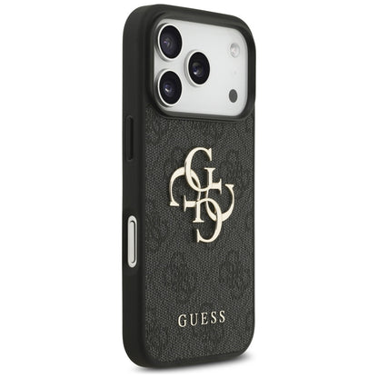 Husa pentru Apple iPhone 18 Pro / 17 Pro, Guess, 4G Classic Logo with Strap, Neagra