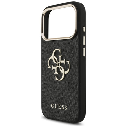 Husa pentru Apple iPhone 18 Pro / 17 Pro, Guess, 4G Classic Logo with Strap, Neagra Aurie