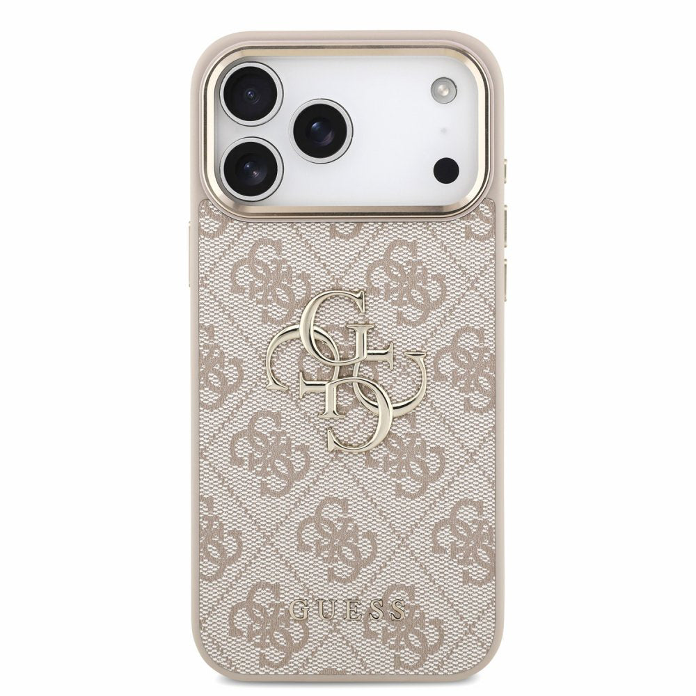 Husa pentru Apple iPhone 18 Pro / 17 Pro, Guess, 4G Classic Logo with Strap, Roz Aurie
