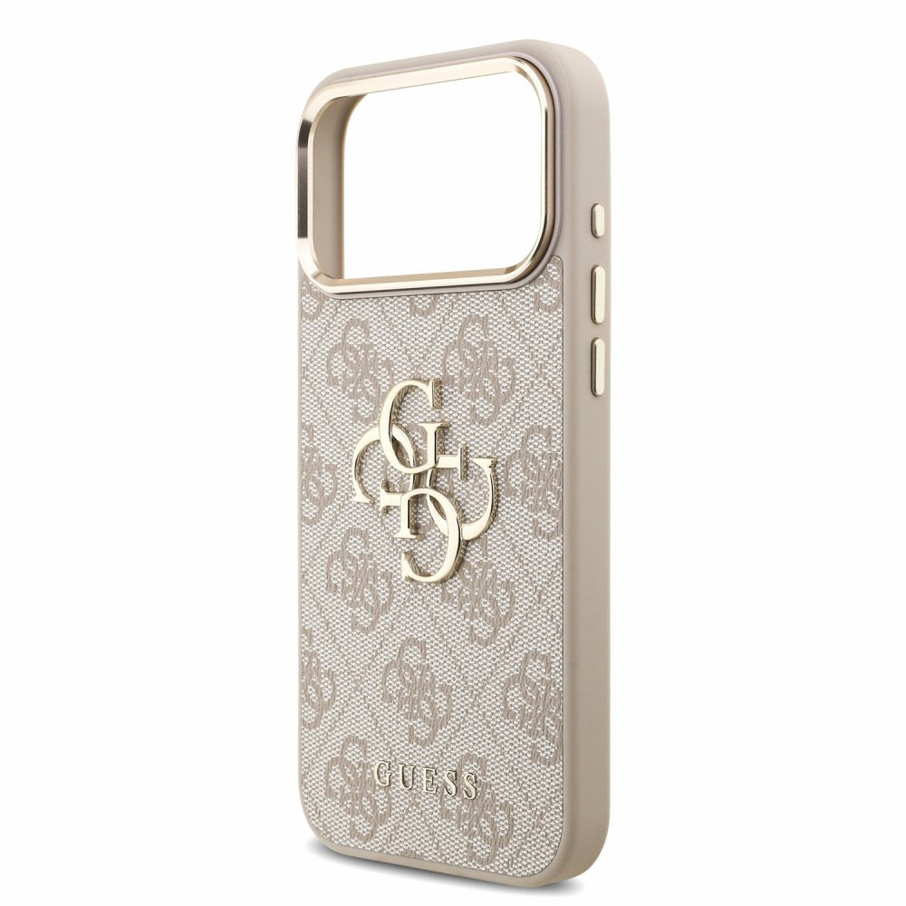 Husa pentru Apple iPhone 18 Pro / 17 Pro, Guess, 4G Classic Logo with Strap, Roz Aurie