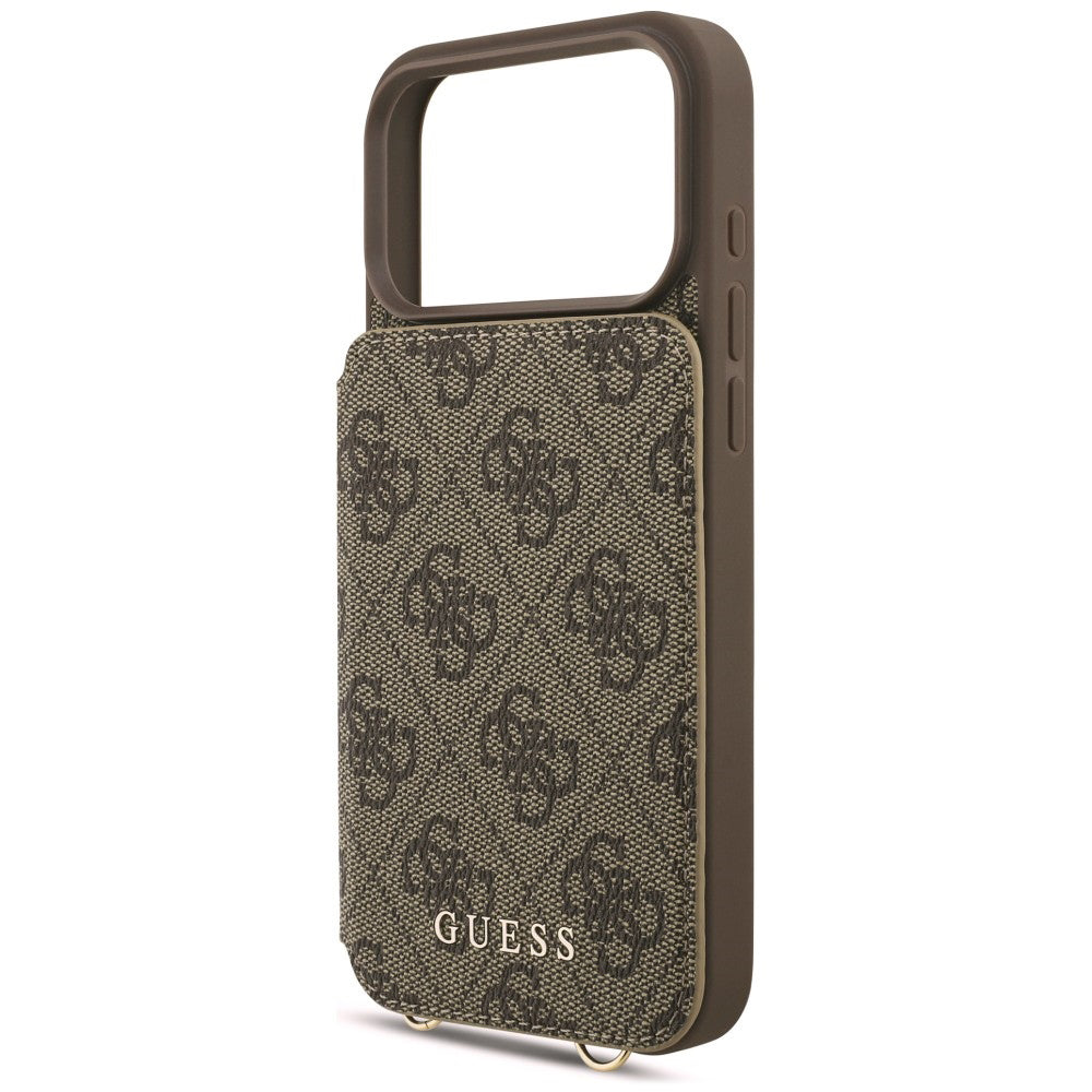Husa pentru Apple iPhone 18 Pro / 17 Pro, Guess, 4G Crossbody Cardslot, Maro
