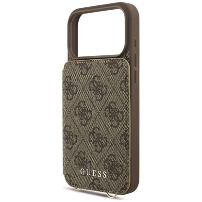 Husa pentru Apple iPhone 18 Pro / 17 Pro, Guess, 4G Crossbody Cardslot, Maro