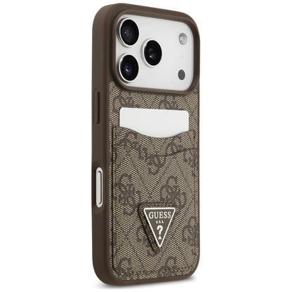 Husa pentru Apple iPhone 18 Pro / 17 Pro, Guess, 4G Double Card Triangle, Maro