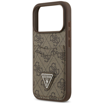 Husa pentru Apple iPhone 18 Pro / 17 Pro, Guess, 4G Double Card Triangle, Maro
