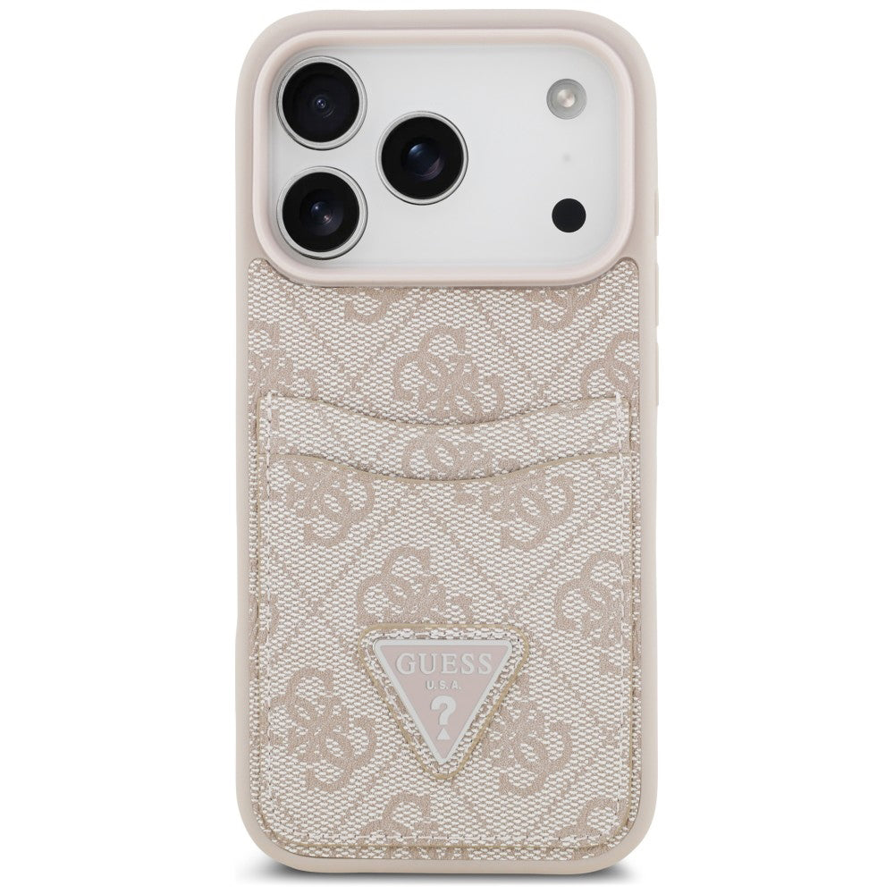 Husa pentru Apple iPhone 18 Pro / 17 Pro, Guess, 4G Double Card Triangle, Roz