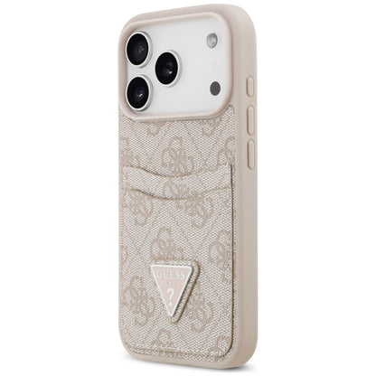 Husa pentru Apple iPhone 18 Pro / 17 Pro, Guess, 4G Double Card Triangle, Roz