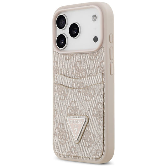 Husa pentru Apple iPhone 18 Pro / 17 Pro, Guess, 4G Double Card Triangle, Roz
