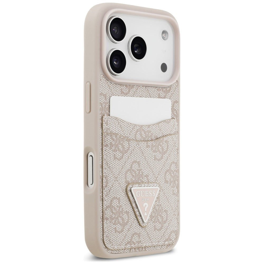 Husa pentru Apple iPhone 18 Pro / 17 Pro, Guess, 4G Double Card Triangle, Roz