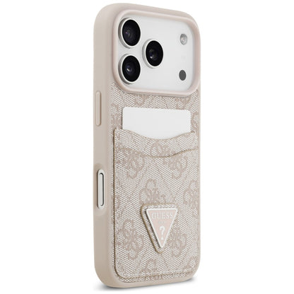 Husa pentru Apple iPhone 18 Pro / 17 Pro, Guess, 4G Double Card Triangle, Roz