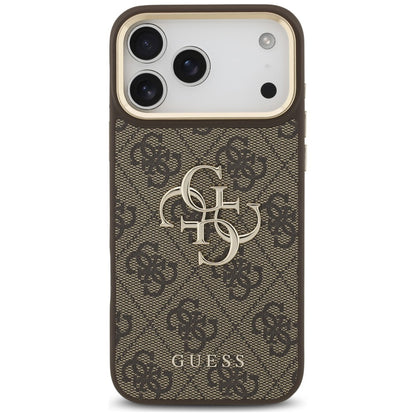 Husa pentru Apple iPhone 18 Pro / 17 Pro, Guess, Big 4G Classic Logo & Big Strap Metal Buttons, Maro