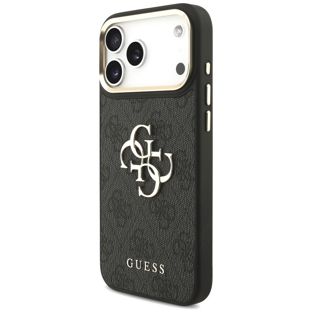 Husa pentru Apple iPhone 18 Pro / 17 Pro, Guess, Big 4G Classic Logo & Big Strap Metal Buttons, Neagra