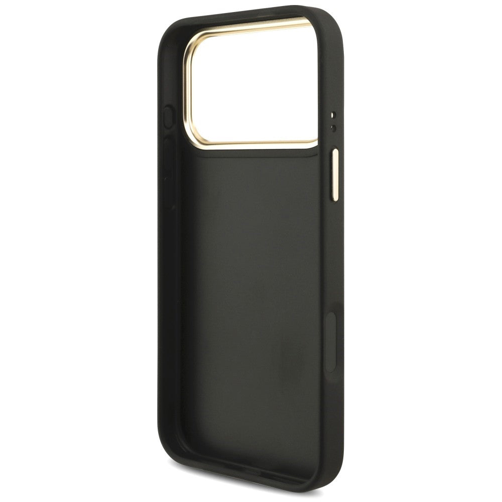 Husa pentru Apple iPhone 18 Pro / 17 Pro, Guess, Big 4G Classic Logo & Big Strap Metal Buttons, Neagra