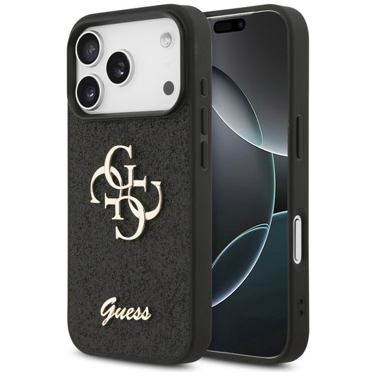Husa pentru Apple iPhone 18 Pro / 17 Pro, Guess, Fixed Glitter Big 4G, Neagra