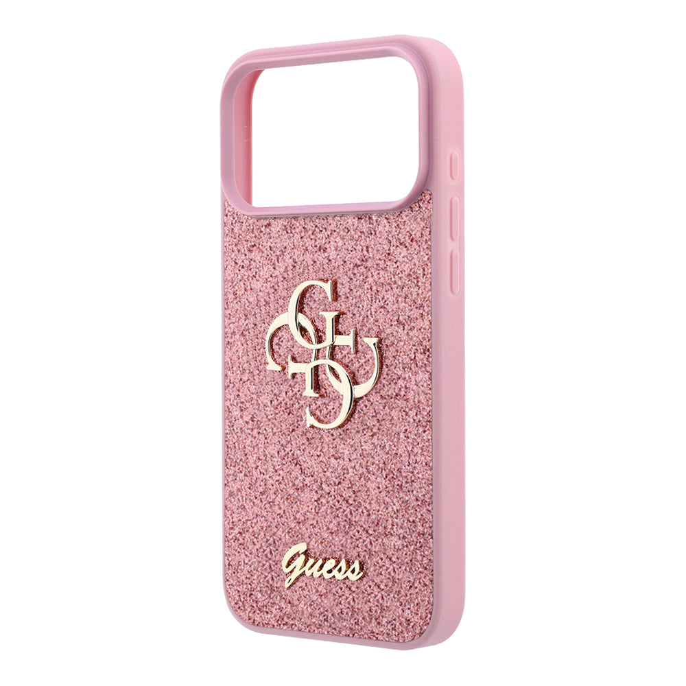 Husa pentru Apple iPhone 18 Pro / 17 Pro, Guess, Fixed Glitter Big 4G, Roz