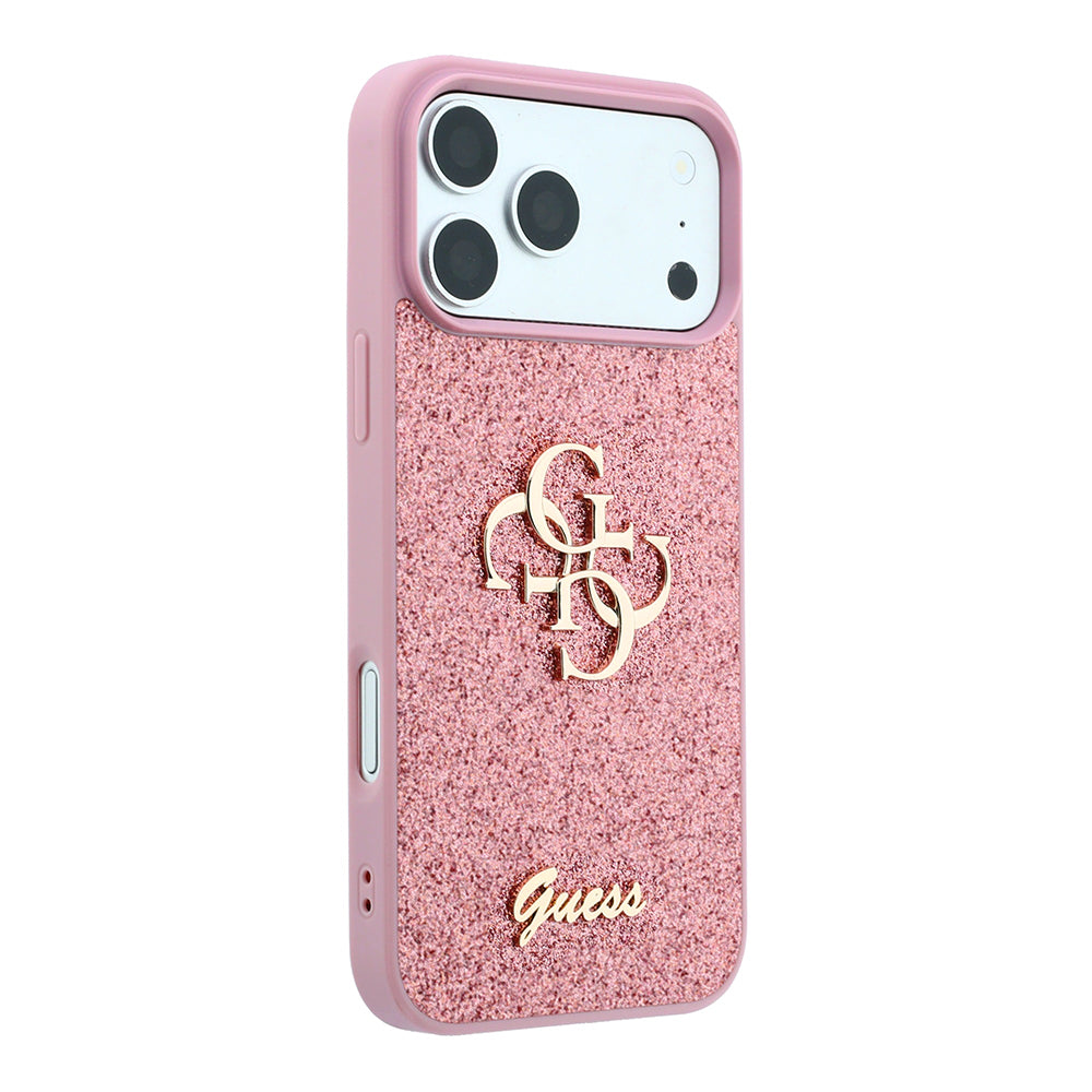 Husa pentru Apple iPhone 18 Pro / 17 Pro, Guess, Fixed Glitter Big 4G, Roz