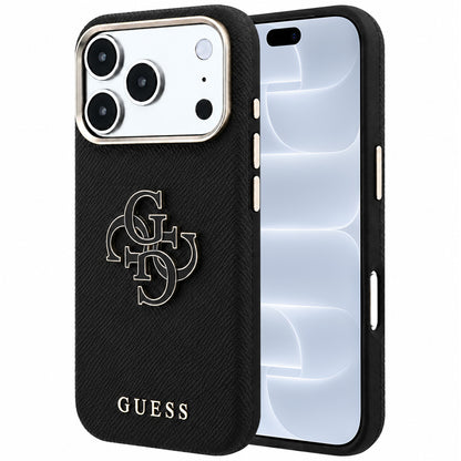 Husa pentru Apple iPhone 18 Pro / 17 Pro, Guess, Grained Big Resin Logo, Neagra