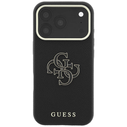 Husa pentru Apple iPhone 18 Pro / 17 Pro, Guess, Grained Big Resin Logo, Neagra